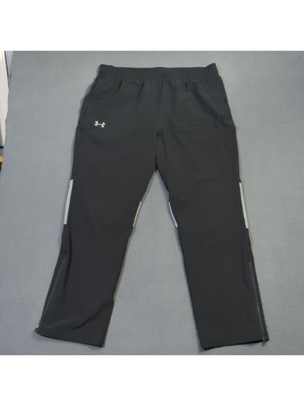 Under Armour Pants Men's XL Black Steel Squad Woven Warm Up Athletic Ankle Zip